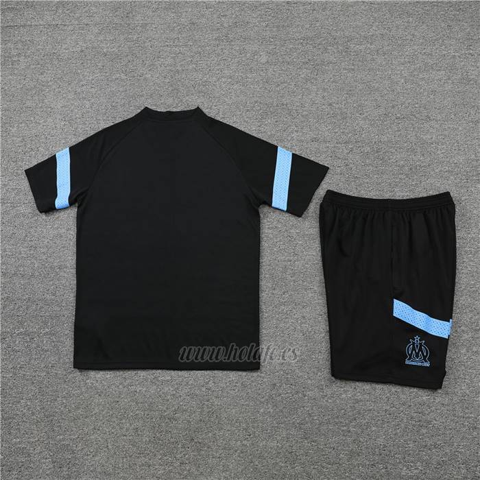 Chandal del Olympique Marsella Manga Corta 2022-2023 Negro - Pantalon Corto